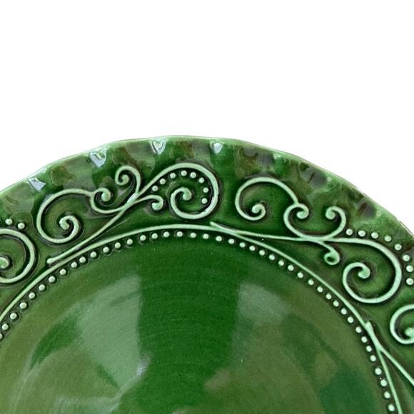 Maioliche Jessica Made in Italy Christmas Dinner Plates 11" Set 4 Holiday Green - Picture 3 of 11